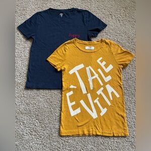 J. Crew Navy and Mustard T-Shirts, size Small.